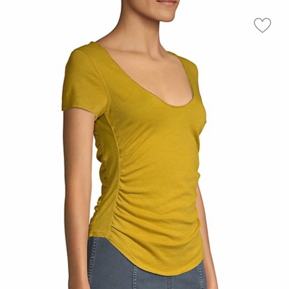 FREE PEOPLE SONNET RUNCHED SCOOP-NECK TEE SHIRT IN SAGE SIZE SMALL - Picture 4 of 8